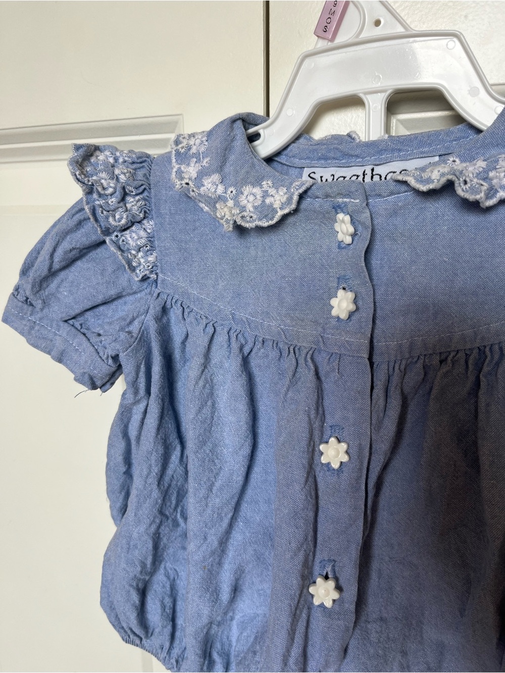 Vintage Sweet Heart Rose Denim Bubble Romper